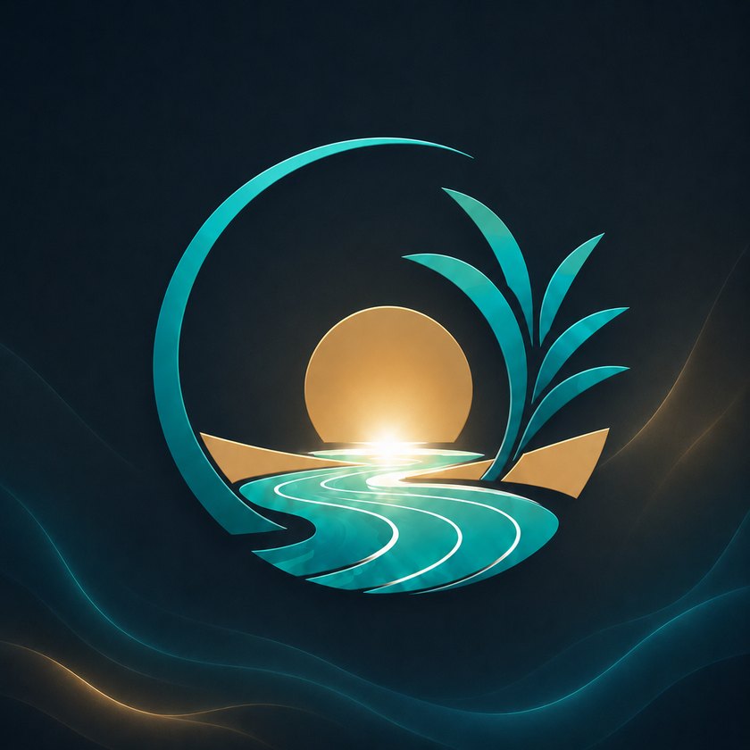 Oasis Digital emblem — a sun rising over water